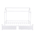Twin Xl To King Metal Twin Size House Platform Bed With 2 Drawers, White Box Spring Not Required Twin Xl White Metal Bed Frame Metal
