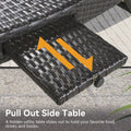 K&K 80'' Outdoor Wicker Chaise Lounge Chairs Set Of 2, Patio Rattan Reclining Chair Pull Out Side Table Adjustable Backrest Ergonomic Wave Design Pool Sunbathing Recliners, Dark Brown No Lounge Dark