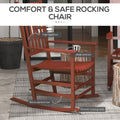 Outsunny Outdoor Rocking Chair Set Of 2, Patio Wooden Rocking Chair With Smooth Armrests, High Back For Garden, Balcony, Porch, Supports Up To 352 Lbs., Wine Red Red Fabric Metal