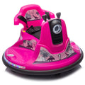 12V Kids Ride On Bumper Car W Parents Control,Rotate 360 Degrees,Two Handed Switch For Direction Control,Bumper Strip,Light Belt,Mp3 Music,Bluetooth,Provide A Speed Of 0.75Mph For Kids Of 2 5 Rose