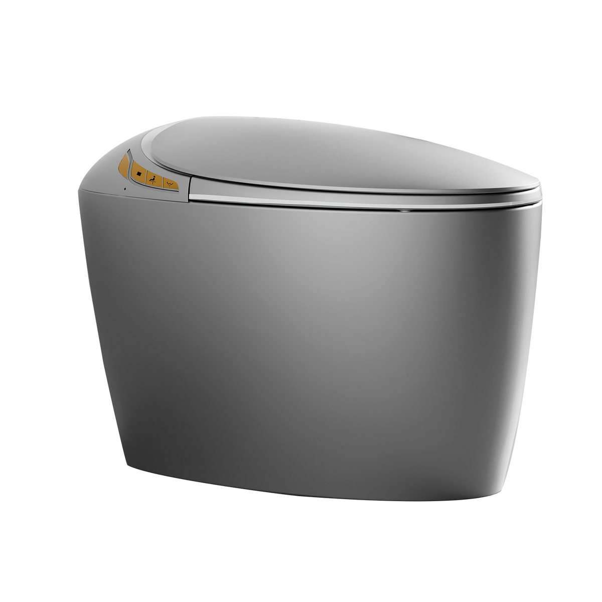 Unique Smart Toilet With Bidet Built In, Intelligent One Piece Toilet For Modern Bathroom, Auto Open Close Seat, Foot Sensor, Led Display,Night Light, Warm Water & Dryer,Grey Grey Bathroom Porcelain