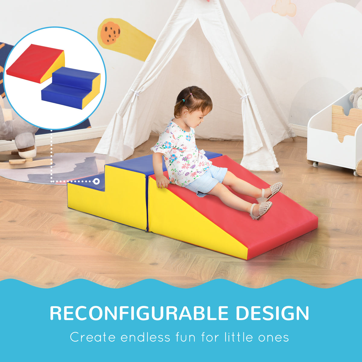 Soozier 2 Piece Climb And Crawl Activity Play Set Soft Secure Foam Playset For Toddler Preschooler Indoor Play Equipment Baby Learning Toys Multicolor Multicolor Pu