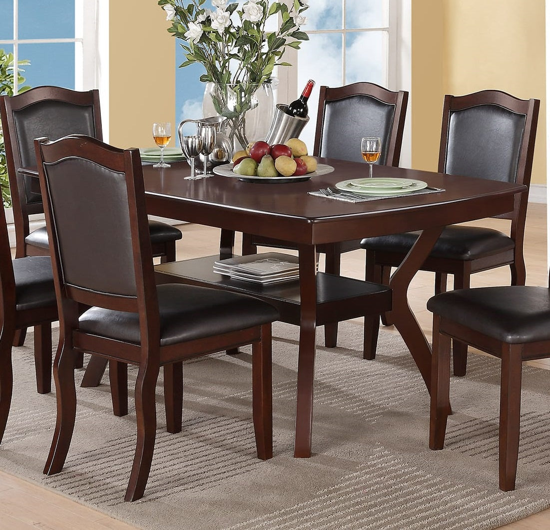 Formal Look 1Pc Dining Table W Shelve Solidwood Espresso Finish Dining Room Furniture Espresso Espresso Dining Room Classic,Contemporary,Modern,Transitional Rubberwood Rectangular Kitchen & Dining Tables Rectangular Solid Wood
