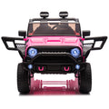 24V Two Seater Kids Ride On Truck Car W Parents Control,200W*2,Seat Width 20.28In,Four Wheel Suspension,Led Lights,Music,Mp3,Bluetooth,Two Independent Seat Belts,Suitable For Off Road For Kids Aged 3 Pink 100 149 Lbs Polypropylene