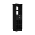 Classic Bar Cabinet, Two Drawers, Twelve Built In Wine Rack Black Black Dining Room Modern Particle Board Particle Board