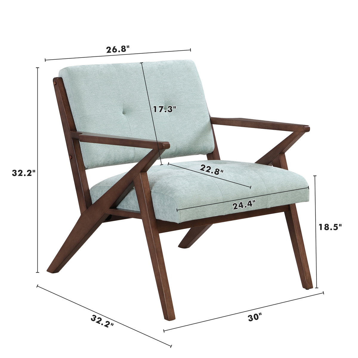 Scandi Comfort Lounge Chair Green Solid Wood Mdf