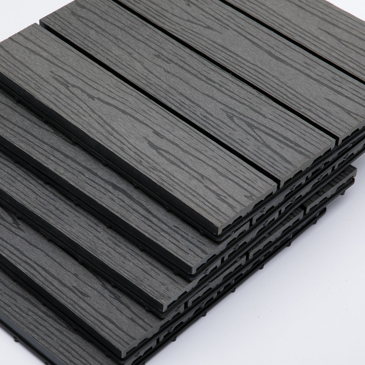 Outsunny Interlocking Deck Tiles, Pack Of 11 Outdoor Flooring Patio Tiles, 12" X 12", All Weather For Porch, Balcony, Backyard For A Classic Look, Grey Gray Plastic