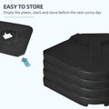 Outsunny 4 Piece 175Lb Cantilever Patio Umbrella Base Weights For Offset Hanging Umbrella, Hdpe Water Or Sand Filled Umbrella Weights For Cross Base Stand, Black Black Hdpe
