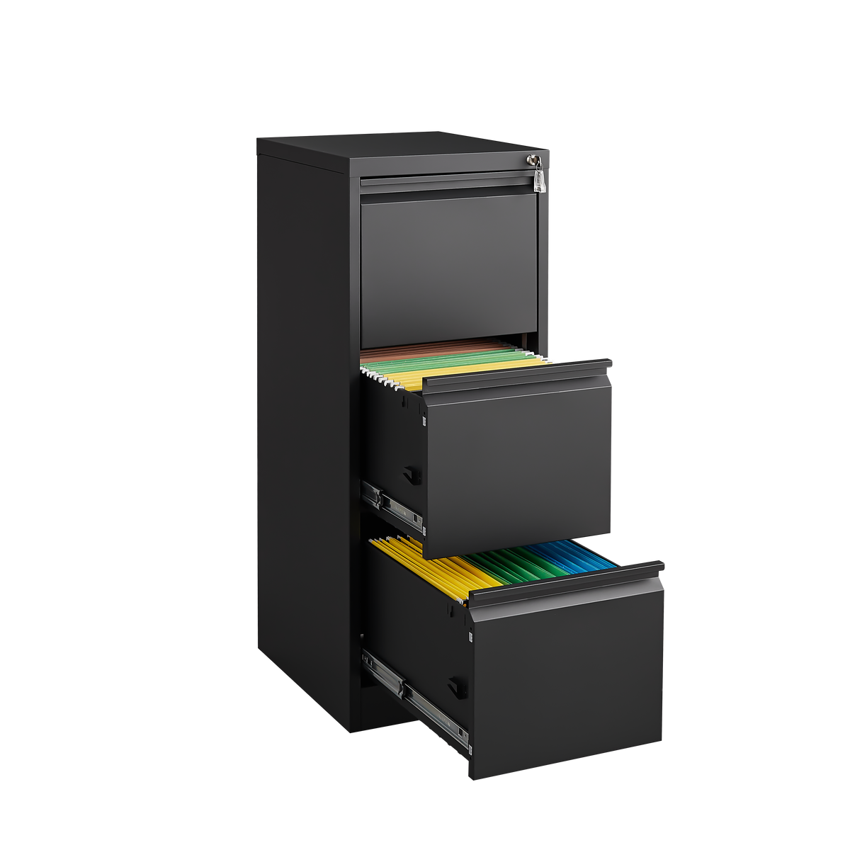 3 Drawer File Cabinet With Lock,Two Drawer Filing Cabinet,Vertical Metal File Cabinet For Home Office Organizer Storage Cabinet Fit Letter A4 Legal Size File Filing Cabinets 3 4 Drawers Black Office