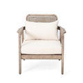 Set Of 2 Outdoor Acacia Wood Patio Club Chair, Patio Furniture,Waterproof Thick Cushion Deep Seating For Porch, Garden, Backyard, Balcony, Weight Capacity 400Lbs, Light Brown Finish, Cream Cushion Yes Deep Seating Light Brown Garden & Outdoor Foam Acacia