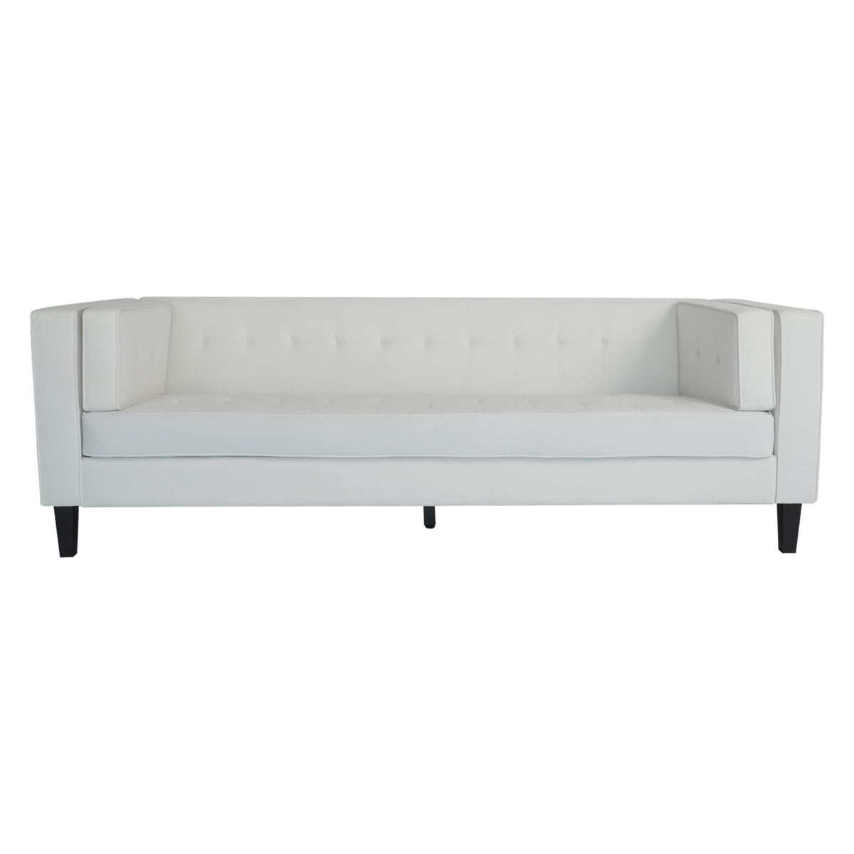 3 Seater Sofa, Upholstered Tufted Coach, Velvet Sofa, Ivory White Ivory Velvet 3 Seat
