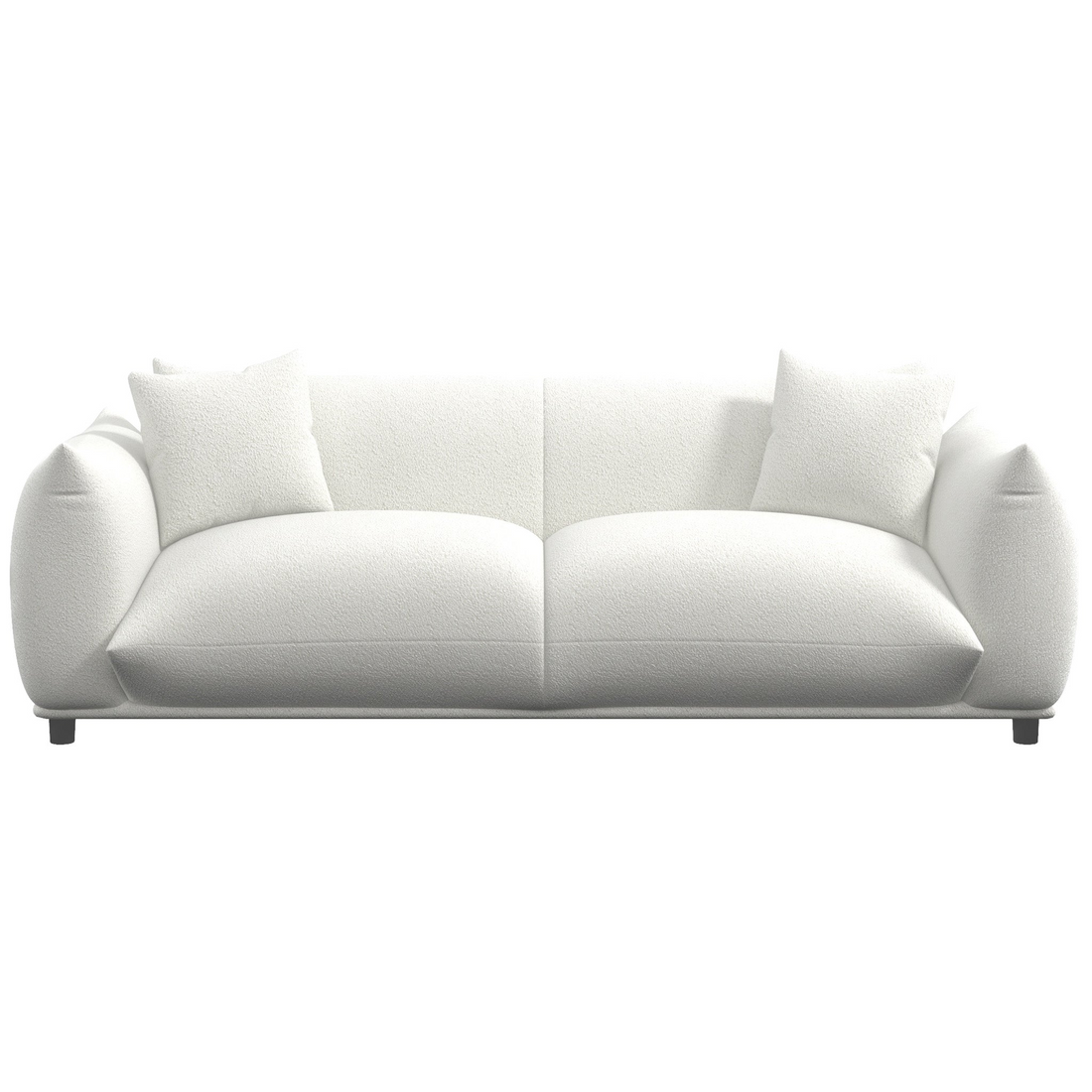 Emma Mid Century Modern Luxury Cream Boucle Sofa Cream,White Brown Wood Primary Living Space Mid Century Modern Foam Boucle,Solid Wood 3 Seat