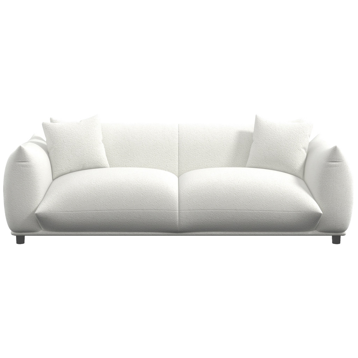 Emma Mid Century Modern Luxury Cream Boucle Sofa Cream,White Brown Wood Primary Living Space Mid Century Modern Foam Boucle,Solid Wood 3 Seat