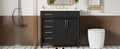 36'' Bathroom Vanity With Top Resin Sink, Freestanding Bathroom Storage Cabinet With 2 Drawers And A Tip Out Drawer, Solid Wood Frame Vanity Set, Height Adjustable Shelf 3 Black 2 2 Adjustable Shelves Bathroom Freestanding Solid Wood Mdf Resin Painted