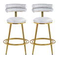 27.65'' Modern Counter Stools Set Of 2,Light Gray Velvet Counter Stools With Iron Frame,Soft Back And Cushion,Footrest,Suitable For Kitchen Bedroom Dining Room Iron Light Gray Kitchen Sponge Modern