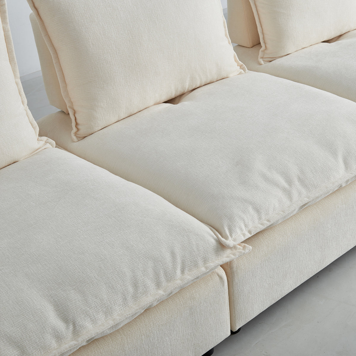 Mid Century Modern 3 Seater Sofa Couch For Living Room Modular Sectional Armless Sofa, Ultra Soft Chenille Fabric, Sturdy Frame, Comfortable And Stylish Furniture Beige Foam Chenille 2 Seat