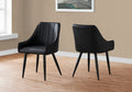 Dining Chair, Set Of 2, Side, Upholstered, Kitchen, Dining Room, Black Leather Look, Black Metal, Contemporary, Modern Black Foam Faux Leather