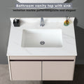 31 Inch Marble Vanity Top, White Vanity Top With Pre Drilled Faucet Holes, Bathroom Vanity Top With Undermount Rectangular Middle Sink And 4