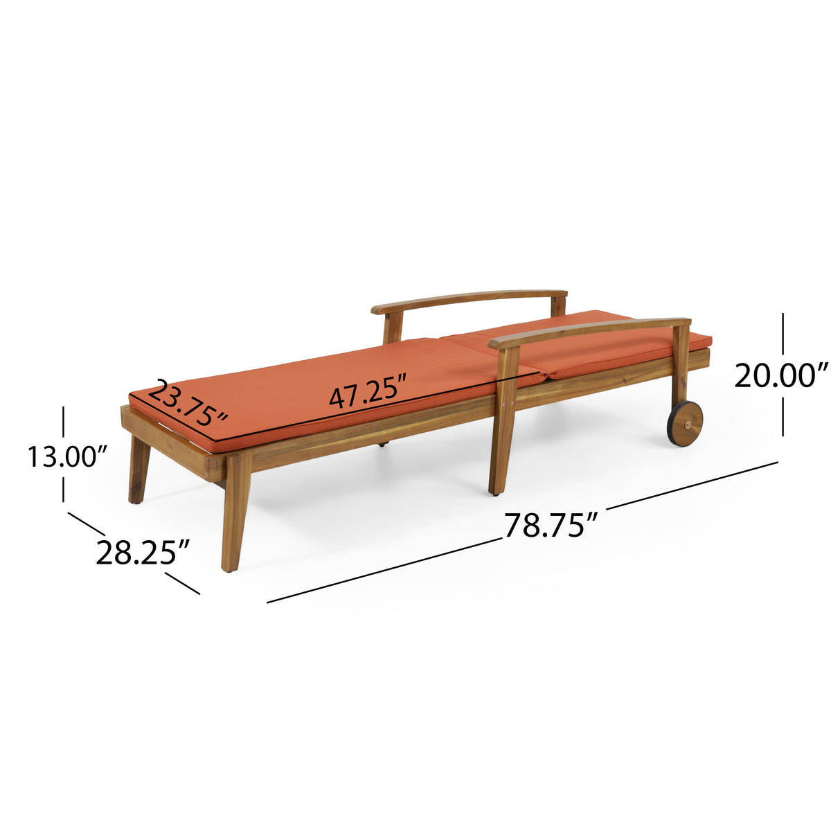 Jason Chaise Lounge Orange Wood Fabric