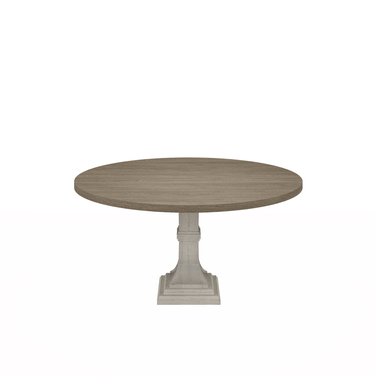 Tannen 59"W Round White And Gray 5 Pc Dining Table Set White Gray Linen