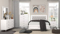 Grey And White Queen Bed With Led Light Padded Headboard Box Spring Not Required Queen Grey White Wood Bedroom Slat Beds Wood Fabric