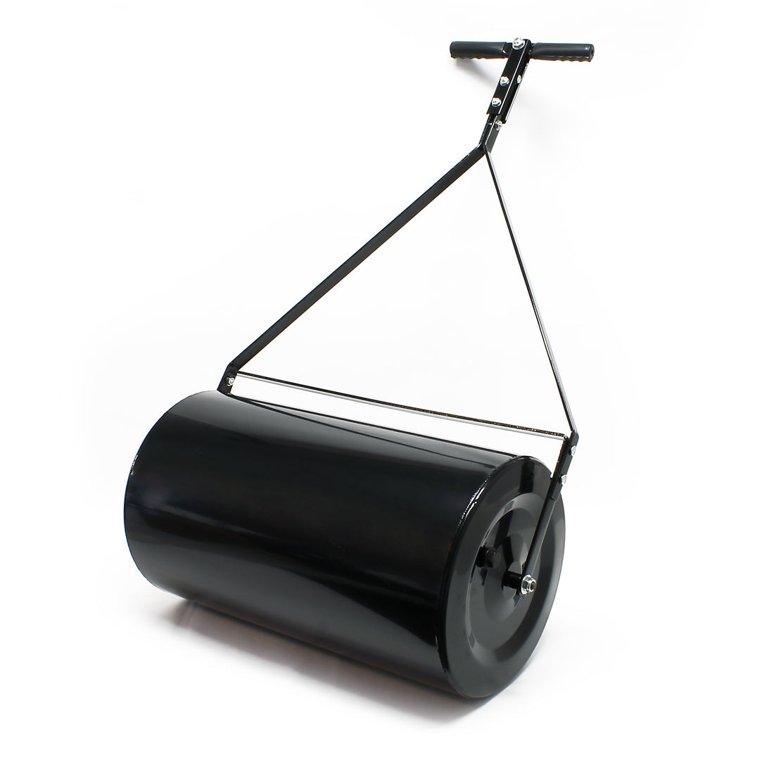 Combination Push Tow Poly Lawn Roller With Easy Turn Tethered Plug, 14 By 24" 60L 16 Gallon Black Steel
