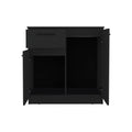 Dresser With 2 Door And Single Drawer, Black Black Solid Wood Mdf Engineered Wood
