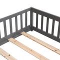 Queen Size Floor Bed With Door,Solid Wood Platform Bed Frame With Fence,Suitable For Children,Pine Wood,Gray Queen Gray Wood