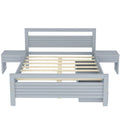 Full Size Wooden Platform Bed With 2 Storage Drawers And 2 Bedside Tables, Gray Full Gray Pine