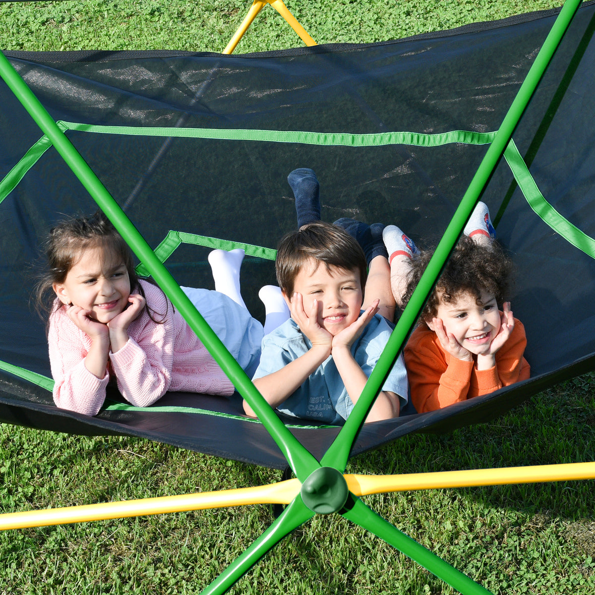 13Ft Geometric Dome Climber Play Center, Kids Climbing Dome Tower With Hammock, Rust & Uv Resistant Steel Supporting 1000 Lbs Yellow Metal