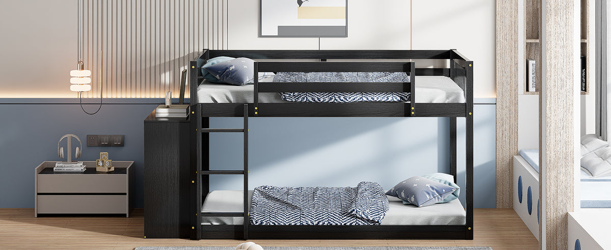 Full Over Full Bunk Bed With 4 Drawers And 3 Shelves Espresso Full Espresso Solid Wood