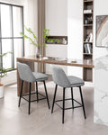 Counter Height Swivel Bar Stools Set Of 2, 360 Swivel Upholstered Barstools With Back And Metal Legs, 25.6
