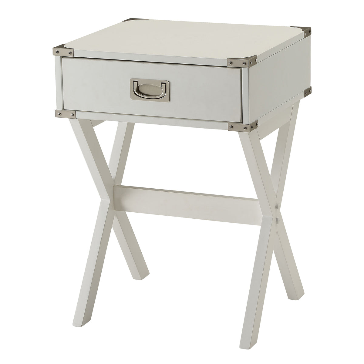 White 1 Drawer End Table White Primary Living Space Contemporary Drawers Rectangular Wood