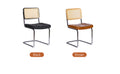 Dining Chairs Set Of 2, Fauex Leather Rattan Side Accent Chairs With Chrome Legs, Modern Mid Century Breuer Designed Chairs, Upholstered Dining Living Room Kitchen Chairs Black 2Pcs Black Faux