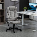 Homcom 6 Point Vibrating Massage Office Chair With Heat, Microfiber High Back Executive Office Chair With Reclining Backrest, Padded Armrests And Remote, Gray Grey Polyester