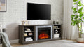 Large Tv Desk Storage Rack With Faux Stacked Stone Surround,Media Console Table With Large Storage Cabinet,Modern Tv Stand With 23
