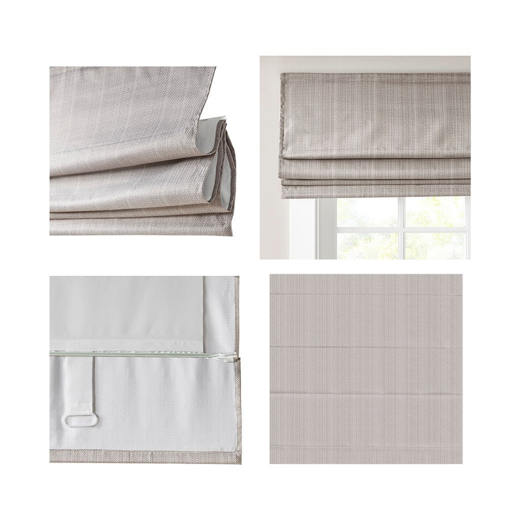 Basketweave Room Darkening Cordless Roman Shade Taupe Polyester