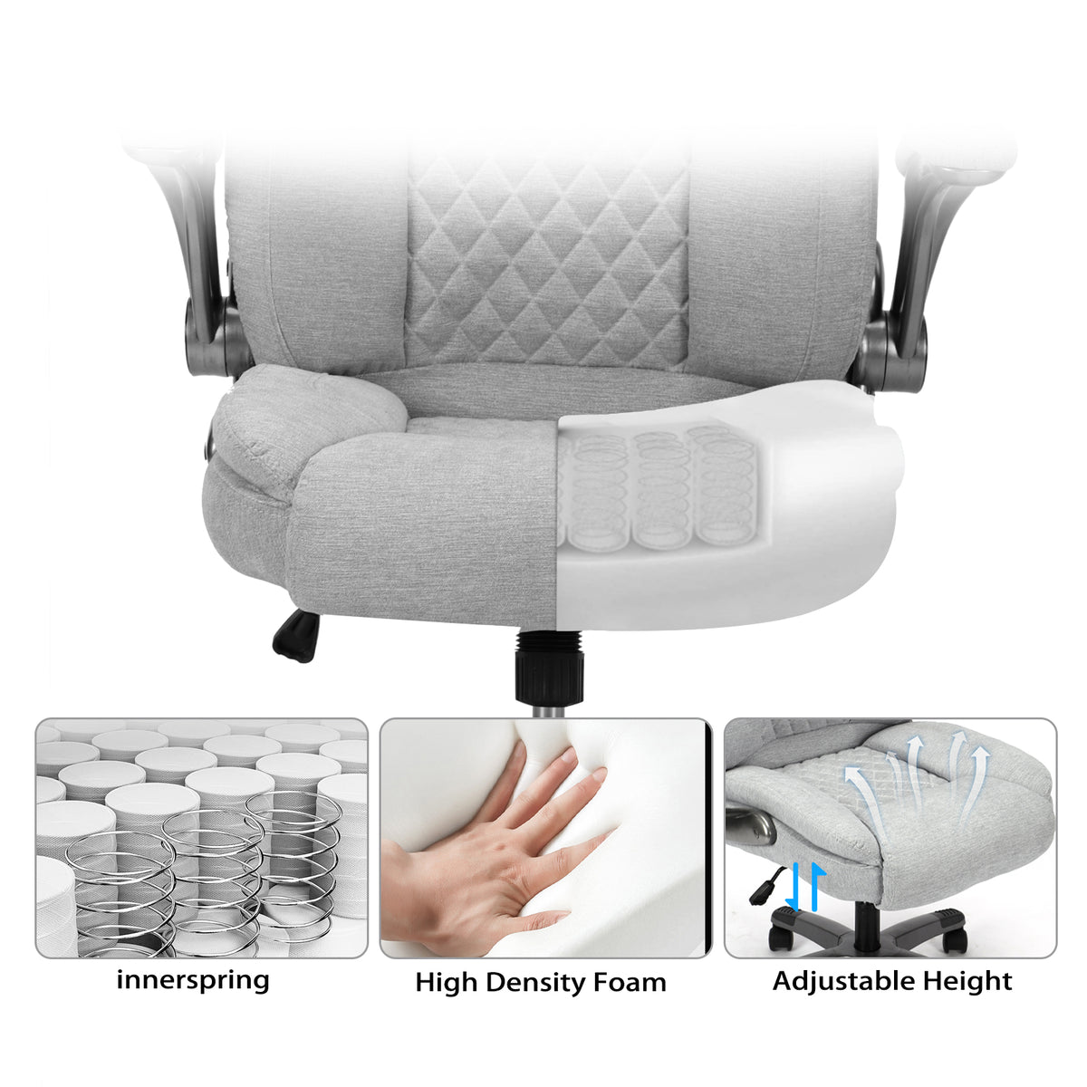 Office Chair Gray Foam Fabric