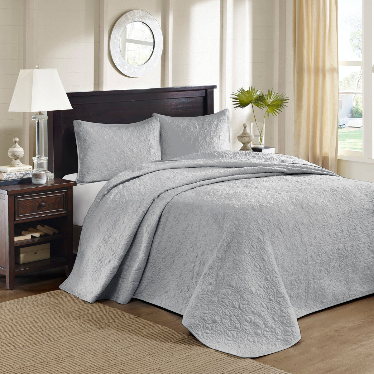 Reversible Quilt Set Grey Twin Twin Xl Grey Cotton