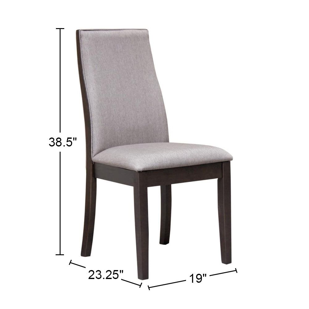 Set Of 2 Fabric Upholstered Dining Chairs In Espresso Solid Espresso,Taupe Dining Room Rectangular Dining Chairs Set Of 2 Fabric,Mdf