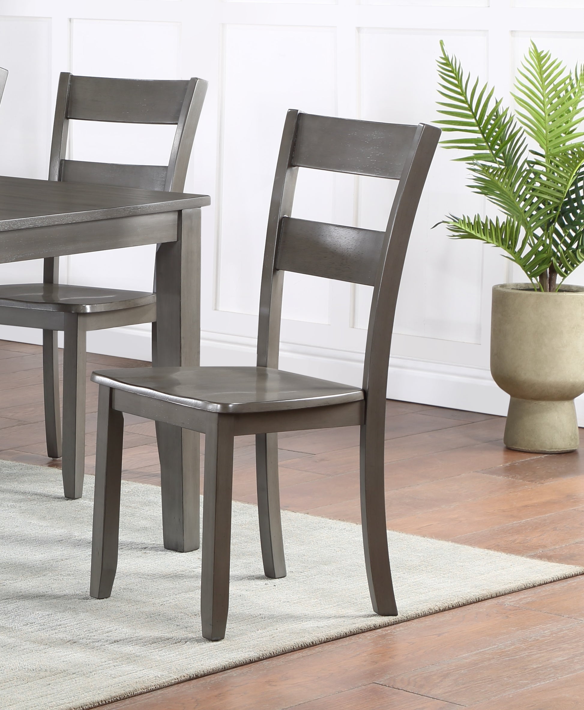 2Pc Transitional Dining Side Chair Ladder Back Wooden Dining Room Furniture Gray Gray Dining Room Contemporary,Transitional Side Chair Ladder Back Set Of 2 Wood