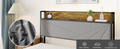 Queen Size Bed Frame With 4 Storage Drawers And 2 Usb Ports, Upholstered Platform Bed Frame With Storage Headboard Charging Station And Metal Slat Support, No Box Spring Needed, Dark Grey. Box Spring Not Required Queen Dark Grey Metal Bedroom Bed Frame