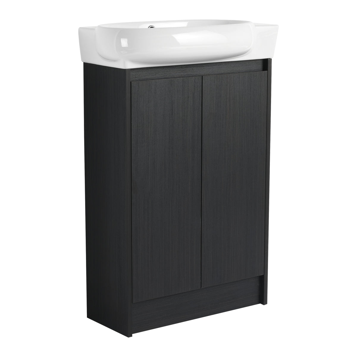 23" Freestanding Bathroom Vanity With Sink, Soft Close Doors Black Chestnut Bathroom Modern Plywood