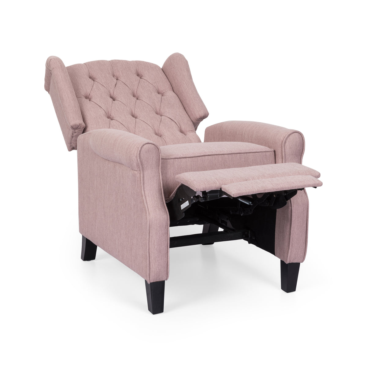 28" Wide Manual Wing Chair Recliner Light Pink Fabric