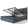 Queen Size Upholstered Platform Bed With A Hydraulic Storage System, Led And Usb Charging, Grey Without Mattress Queen Grey Metal & Wood