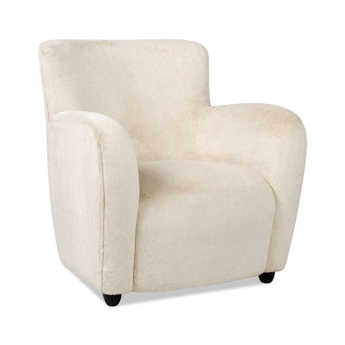 Wolffe 32" Curved Arm Accent Chair, Cr Me De La Cr Me White Faux Fur White Foam Faux Fur