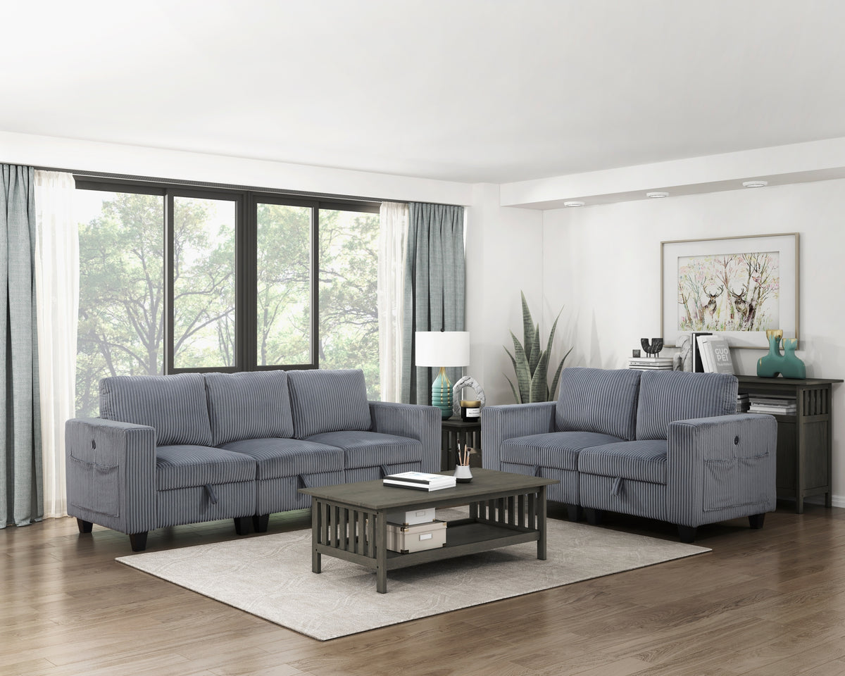 Modern Living Room Furniture Dark Gray Armless Chair With Storage Corduroy Fabric Upholstery 1Pc Modular Armless Chair Dark Gray Primary Living Space Contemporary,Modern Solid Wood
