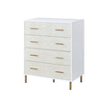 White And Champagne 4 Drawer Chest White Gold Bedroom Wood Metal