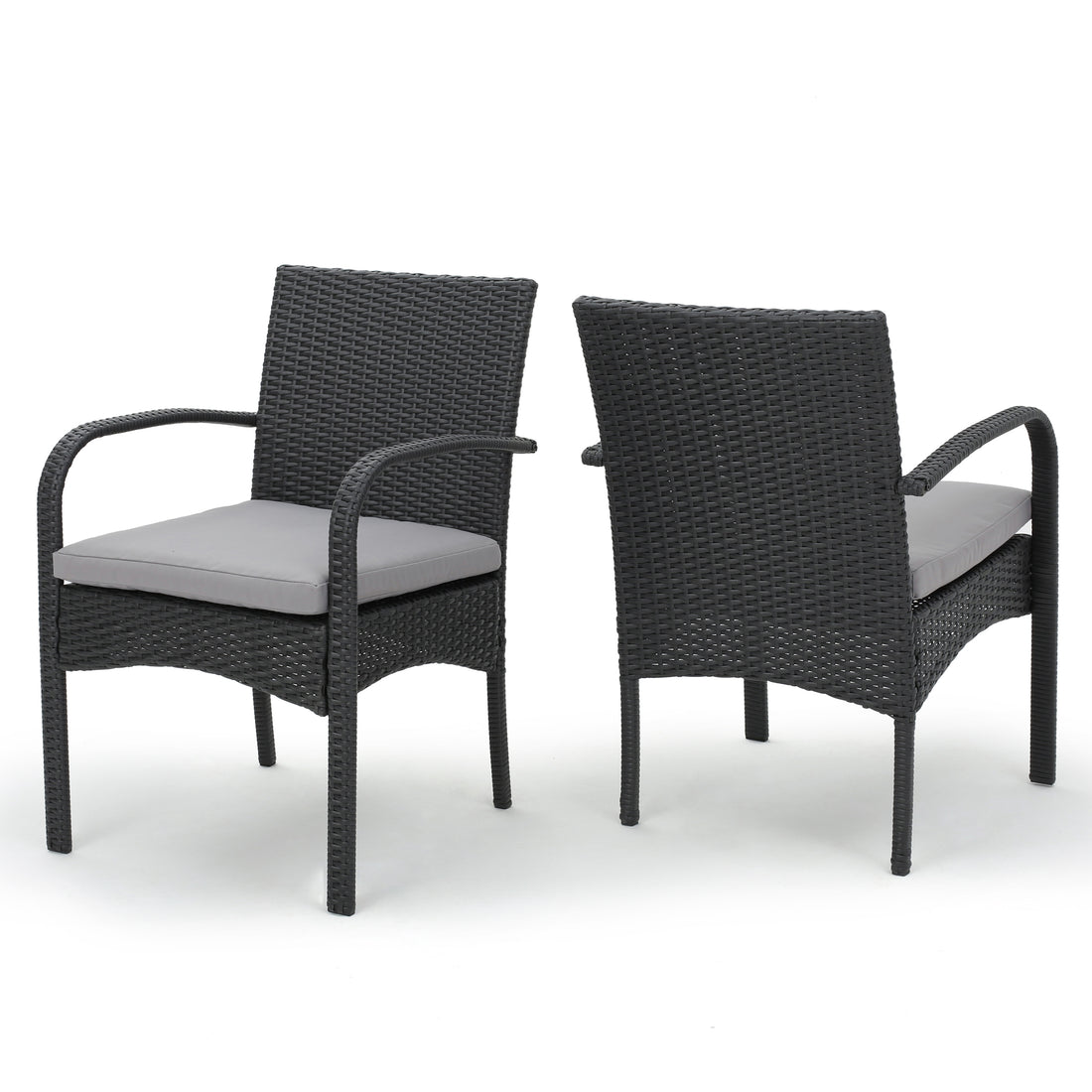 Cordoba Kd Pe Wicker Dining Chair Grey Pe Rattan Iron Waterproof Fabric