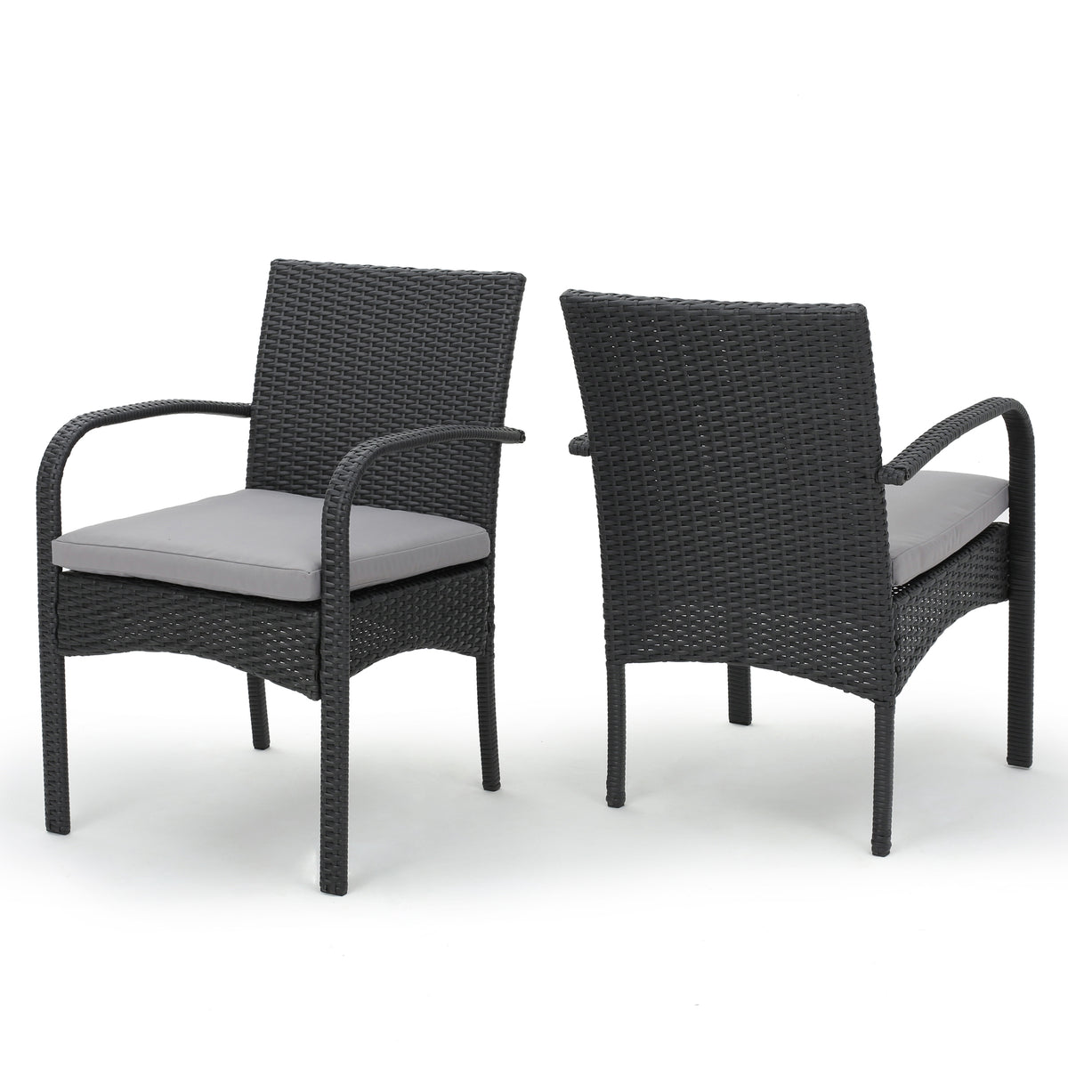 Cordoba Kd Pe Wicker Dining Chair Grey Pe Rattan Iron Waterproof Fabric